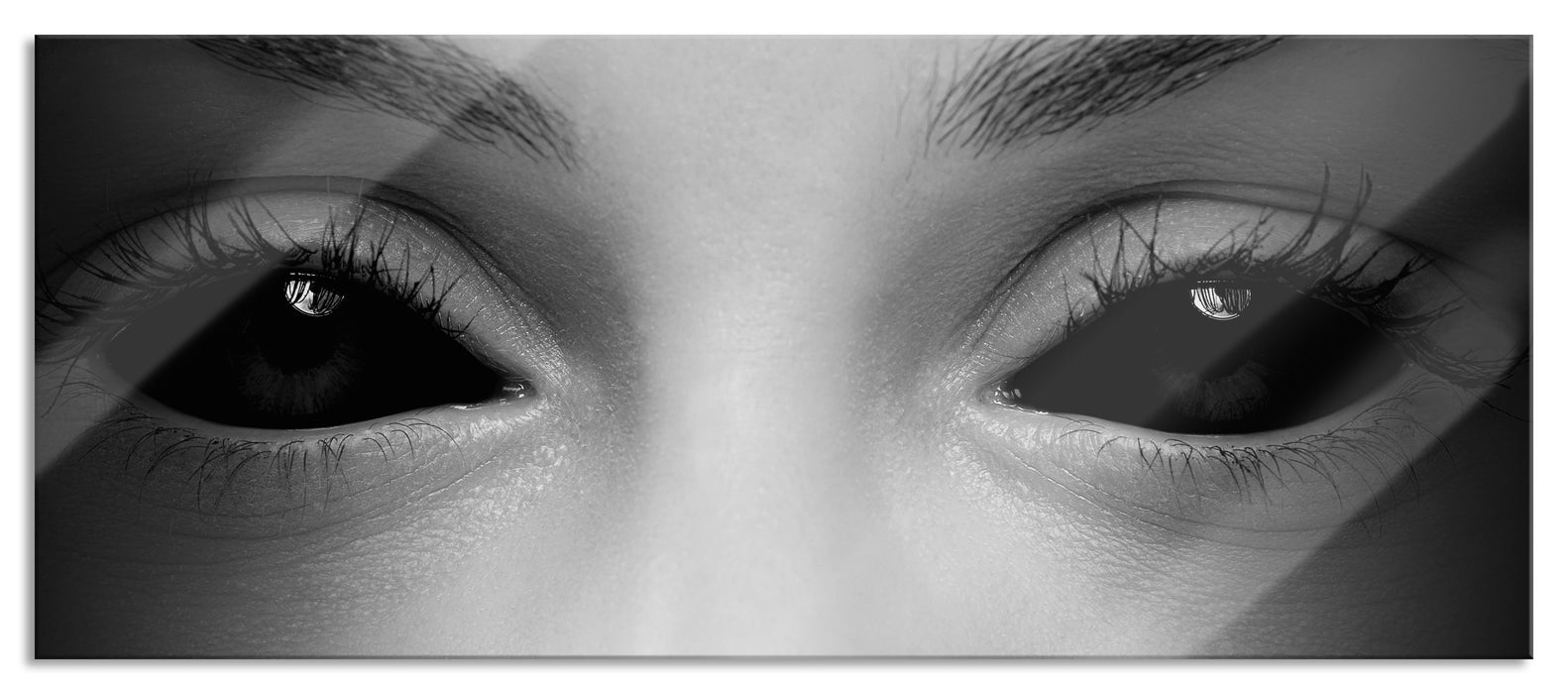 Pixxprint Böse Dämonenaugen, Glasbild Panorama