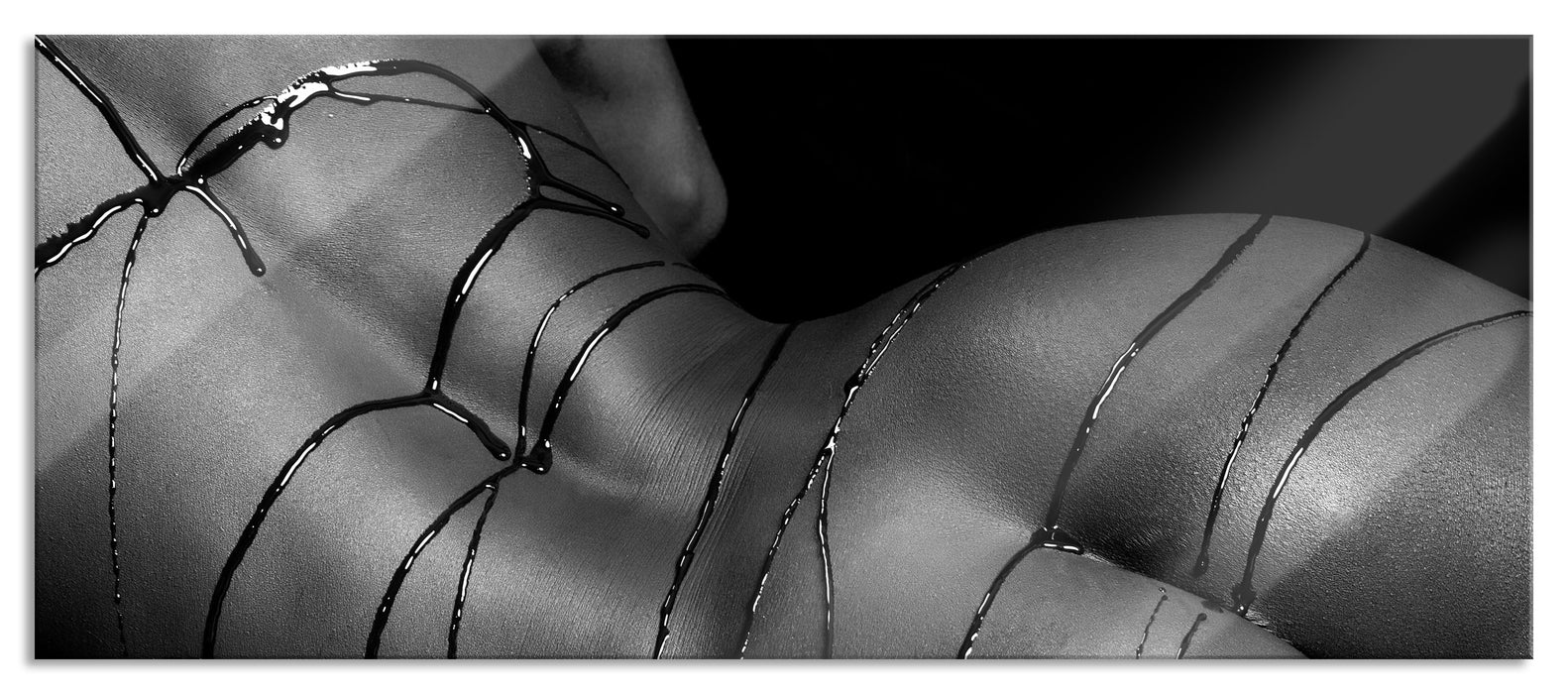 Pixxprint Nackte Frau mit Schokolade, Glasbild Panorama