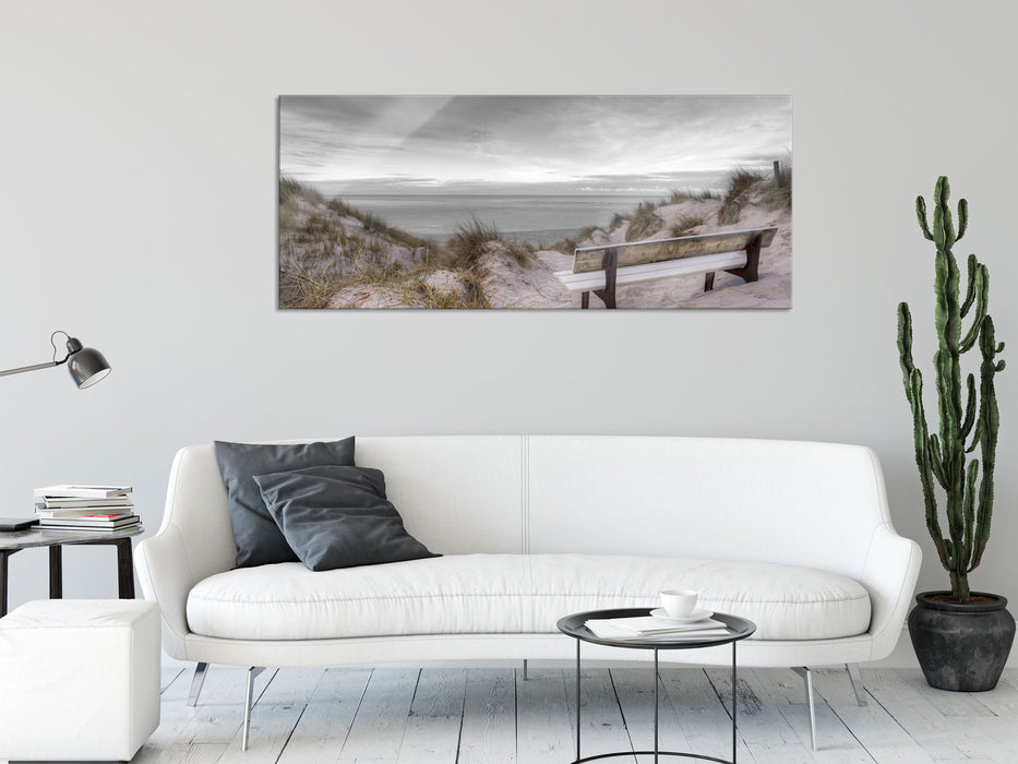 Blick auf das Meer, Glasbild Panorama