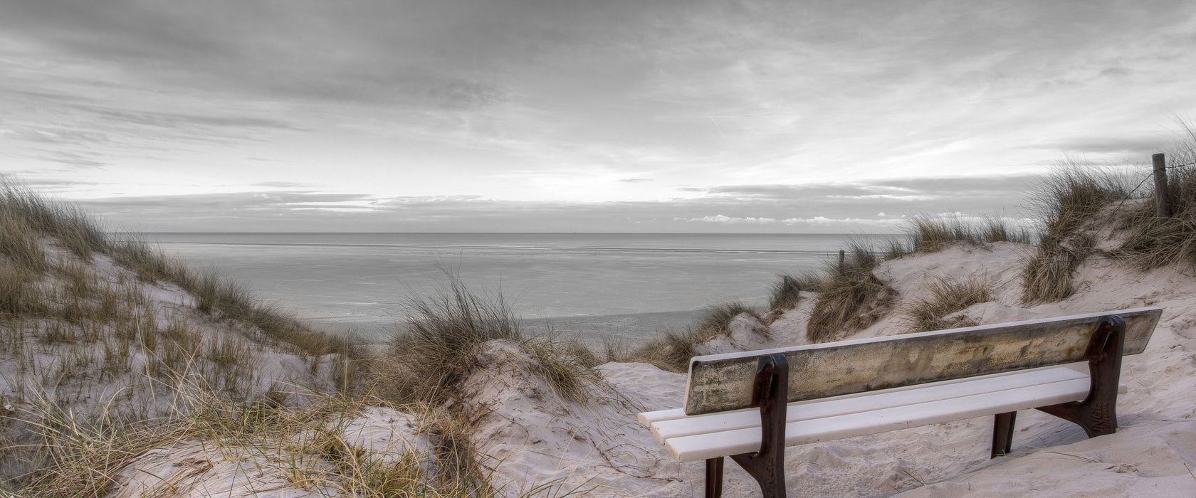 Blick auf das Meer, Glasbild Panorama