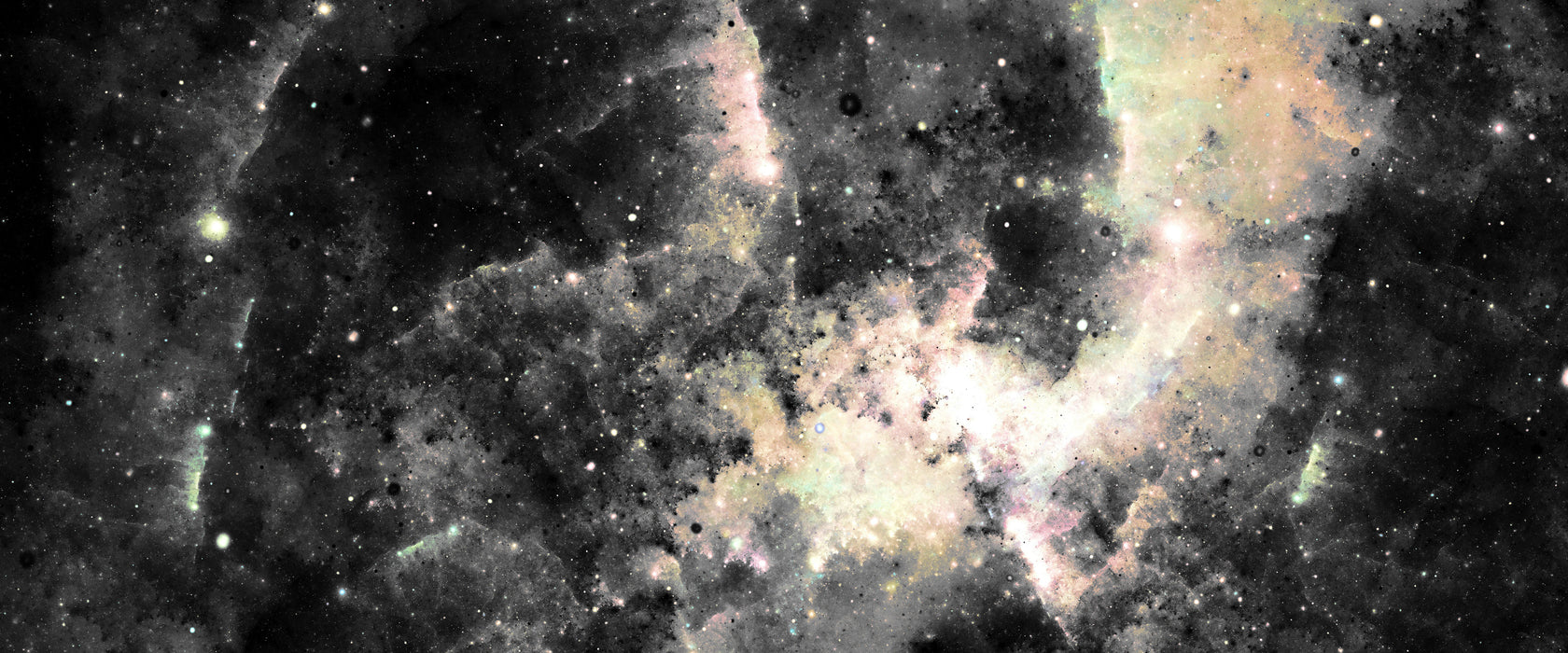 Bunte Nebelgalaxie und Sterne, Glasbild Panorama