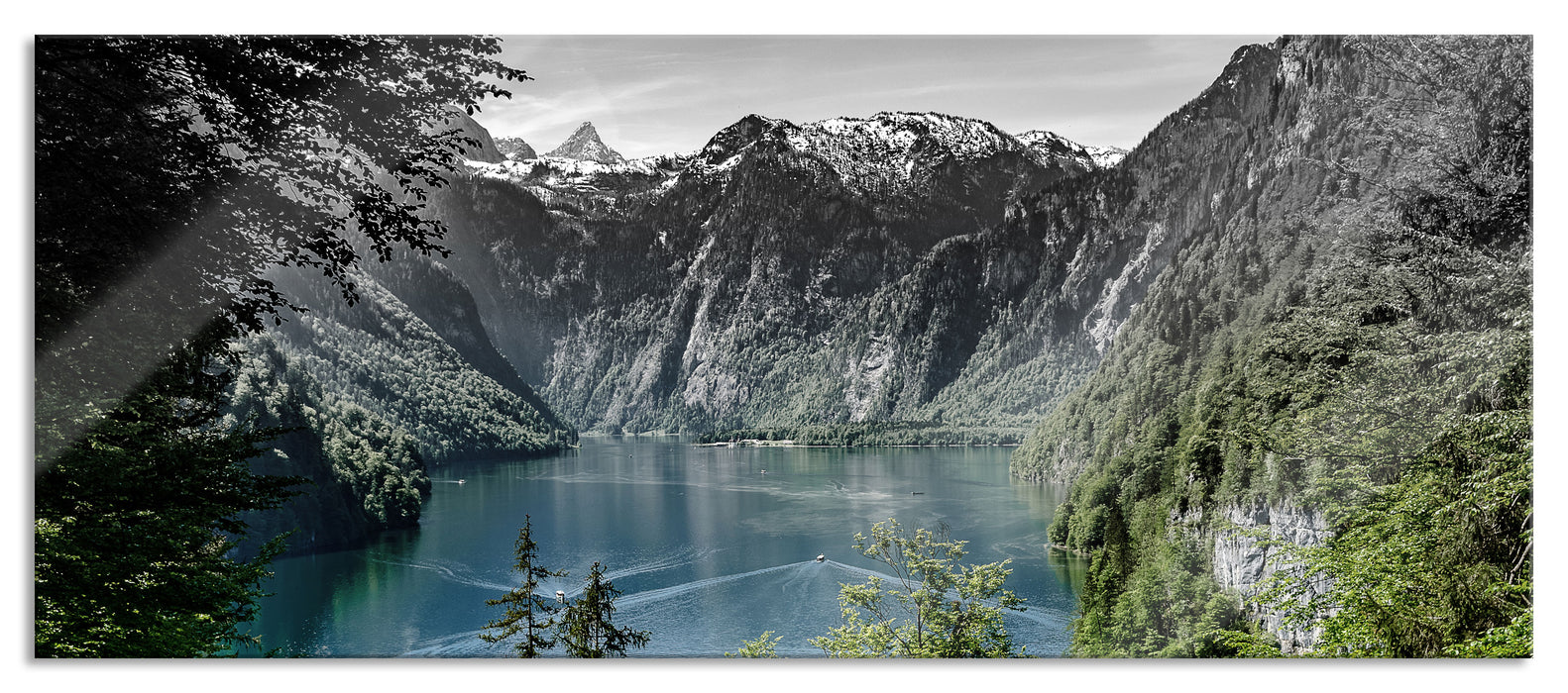 Pixxprint Blick auf den Königssee, Glasbild Panorama