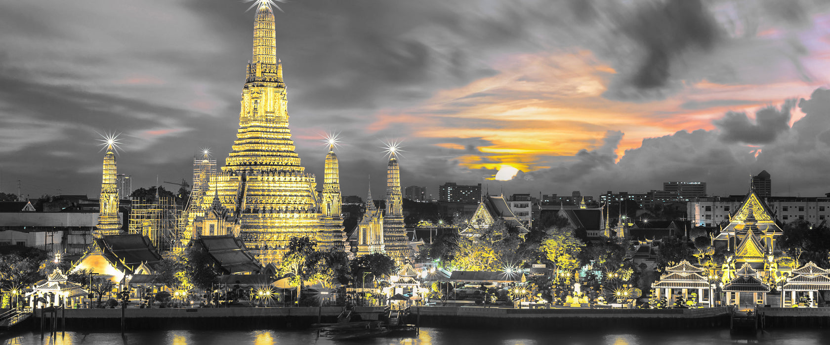 Tempel Bangkok Thailand, Glasbild Panorama