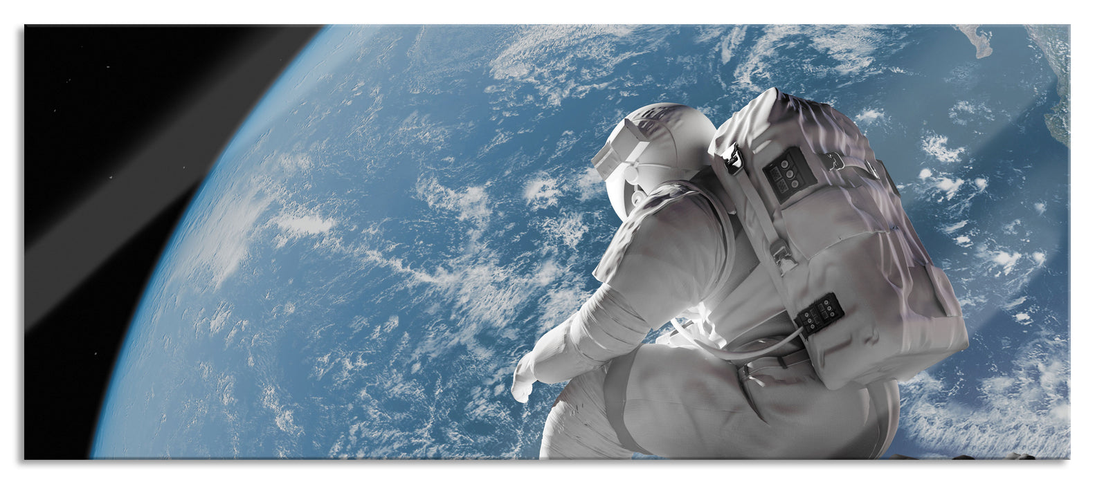 Pixxprint Der Astronaut, Glasbild Panorama