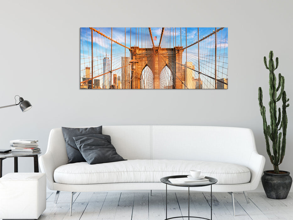 Leere Brooklyn Bridge in New York City, Glasbild Panorama