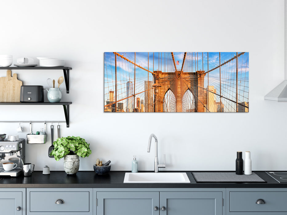 Leere Brooklyn Bridge in New York City, Glasbild Panorama