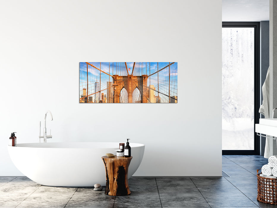 Leere Brooklyn Bridge in New York City, Glasbild Panorama