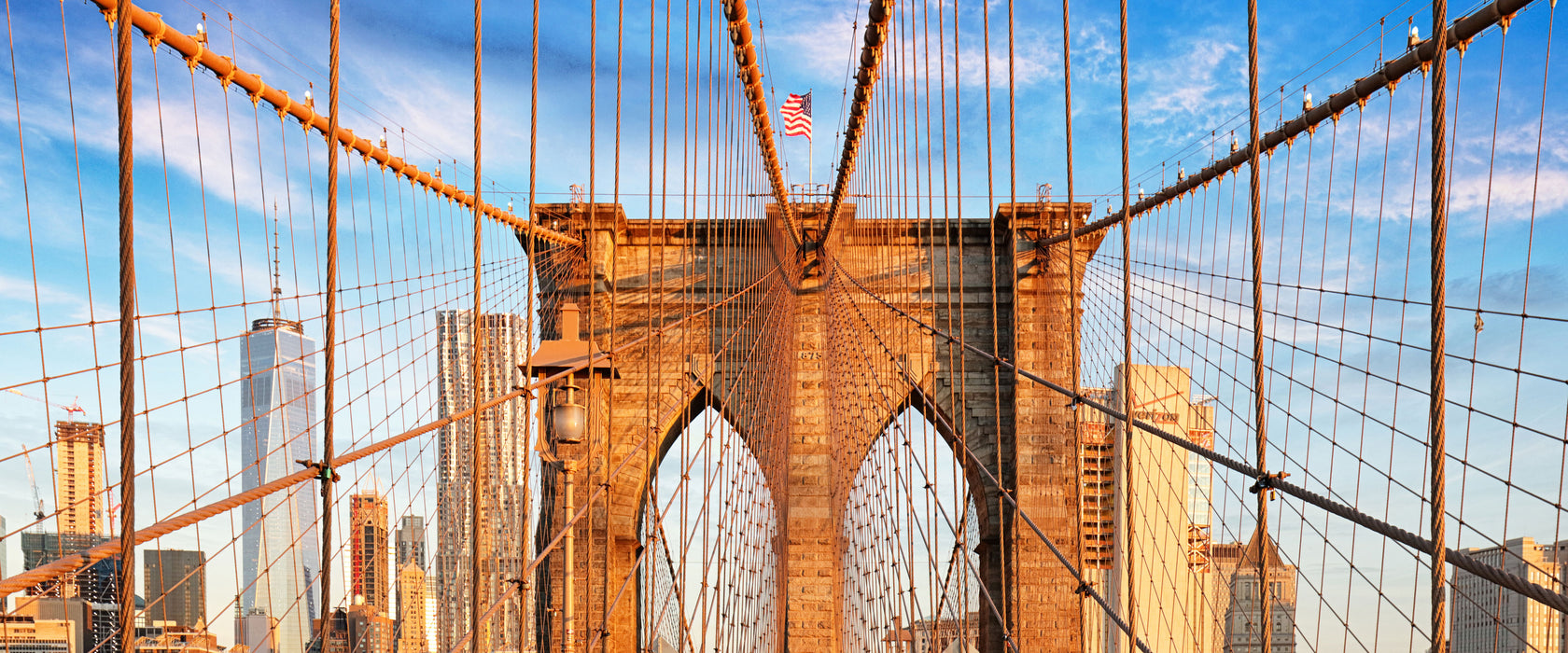 Leere Brooklyn Bridge in New York City, Glasbild Panorama