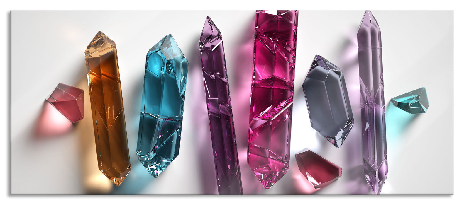 Pixxprint Spirituelle Farbkristalle, Glasbild Panorama
