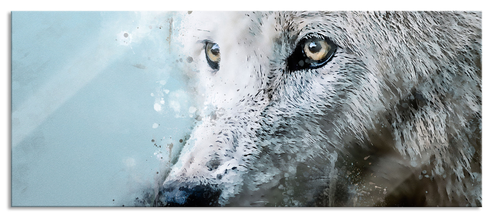 Pixxprint Dreckiger Wolf Nahaufnahme, Glasbild Panorama