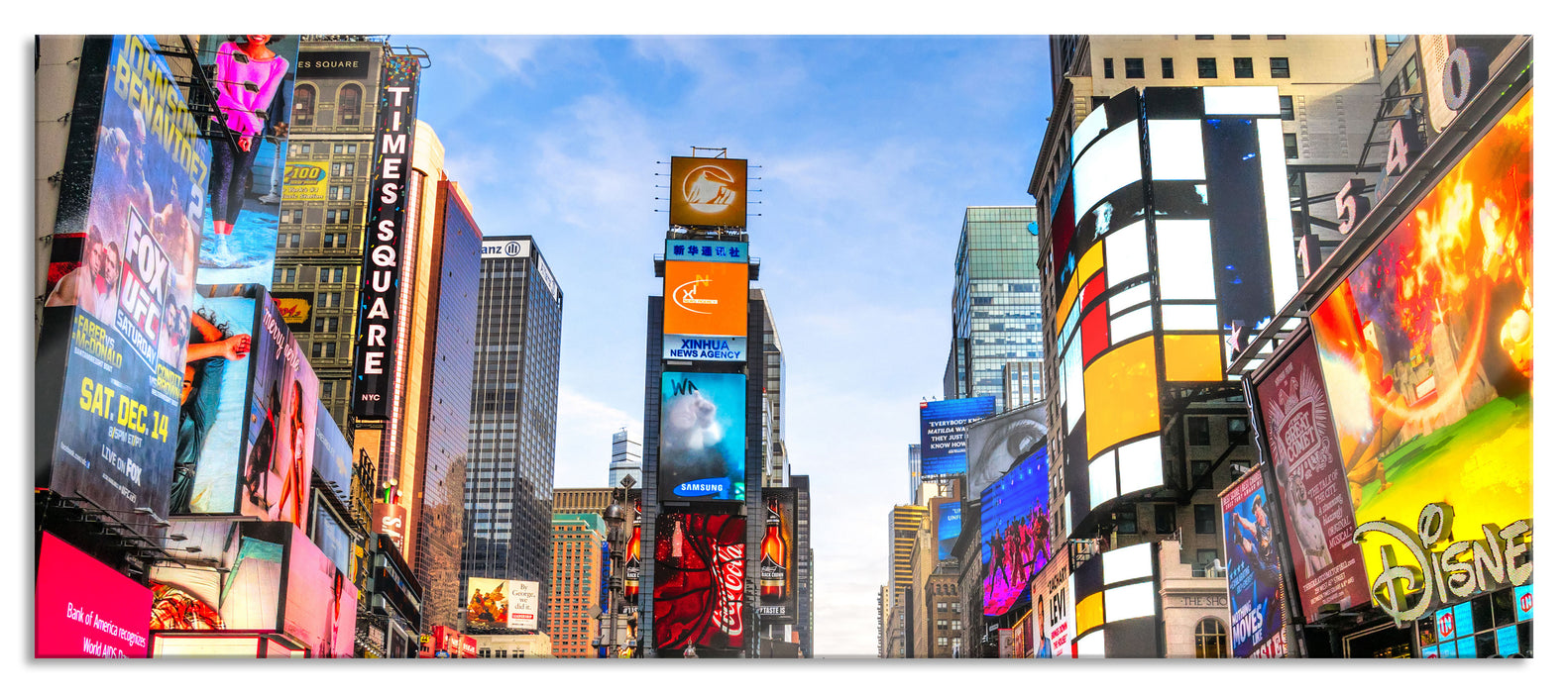 Pixxprint Times Square in new York City, Glasbild Panorama