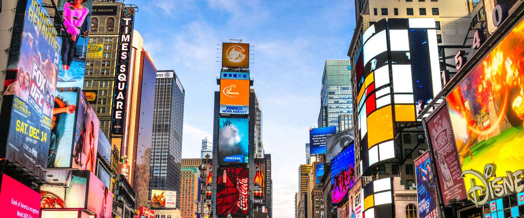 Times Square in new York City, Glasbild Panorama