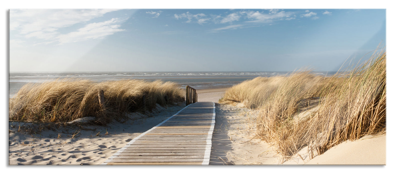 Pixxprint Weg zum Strand durch die Dünen, Glasbild Panorama