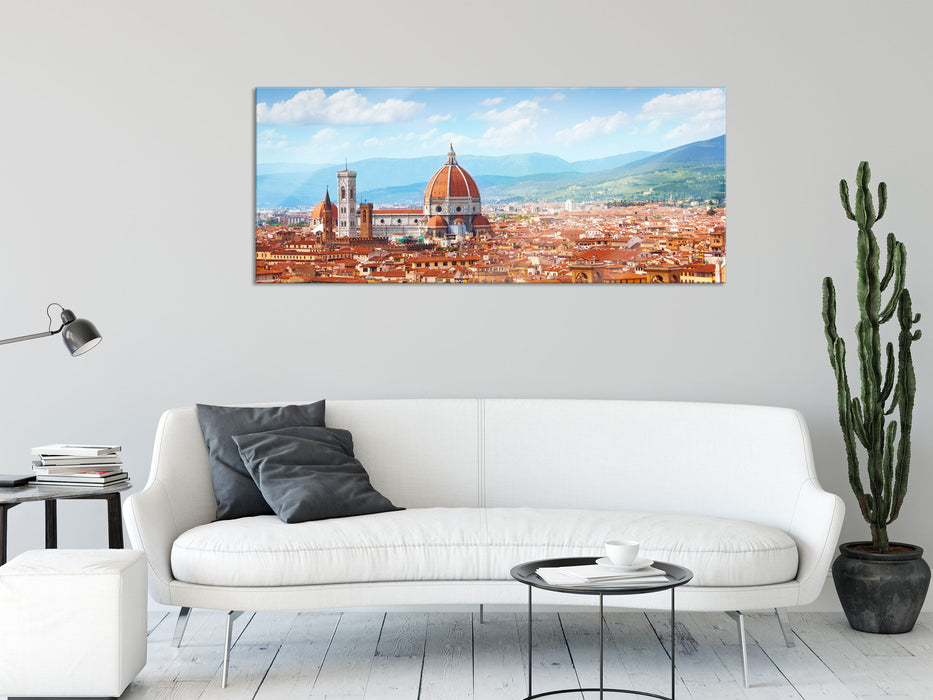 Panoramablick über die Dächer von Florenz, Glasbild Panorama