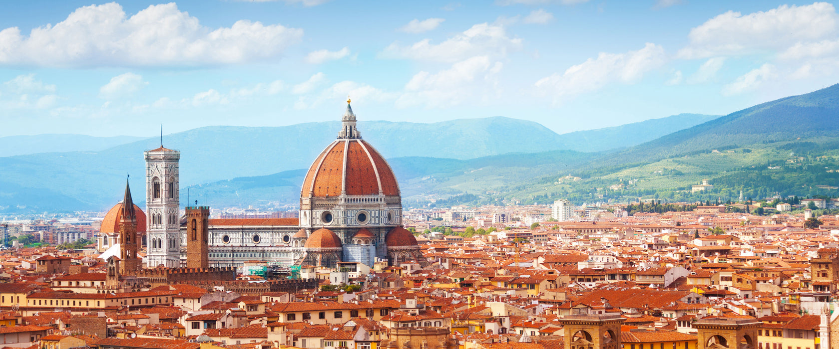 Panoramablick über die Dächer von Florenz, Glasbild Panorama