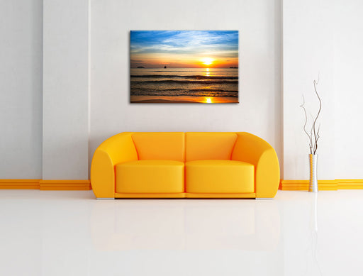 Strand Sonnenuntergang wunderschön Leinwandbild über Sofa