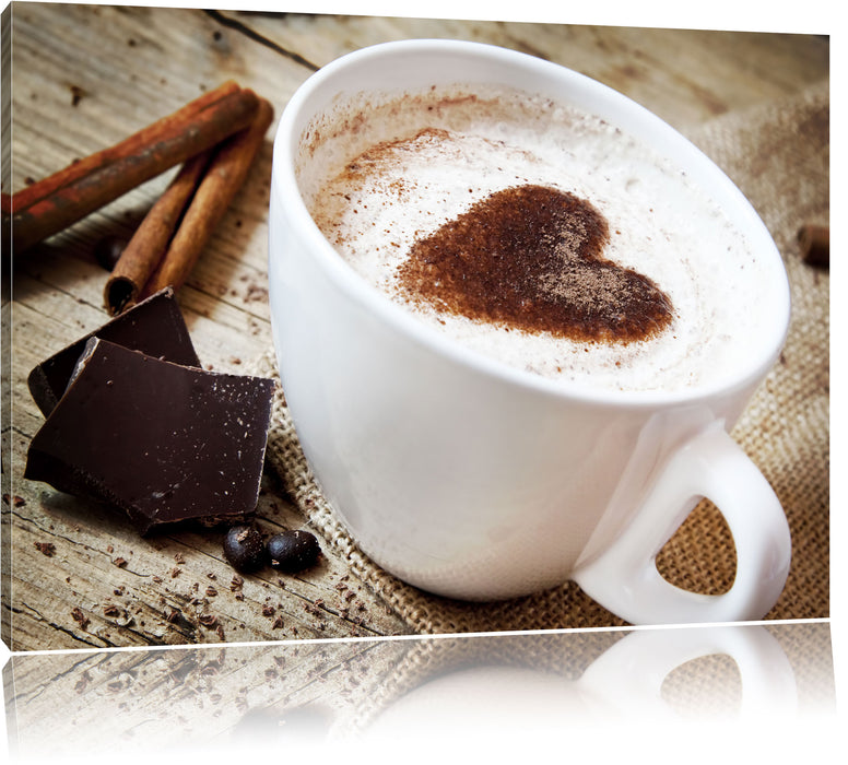 Pixxprint Tasse Kaffee mit Schokolade, Leinwandbild