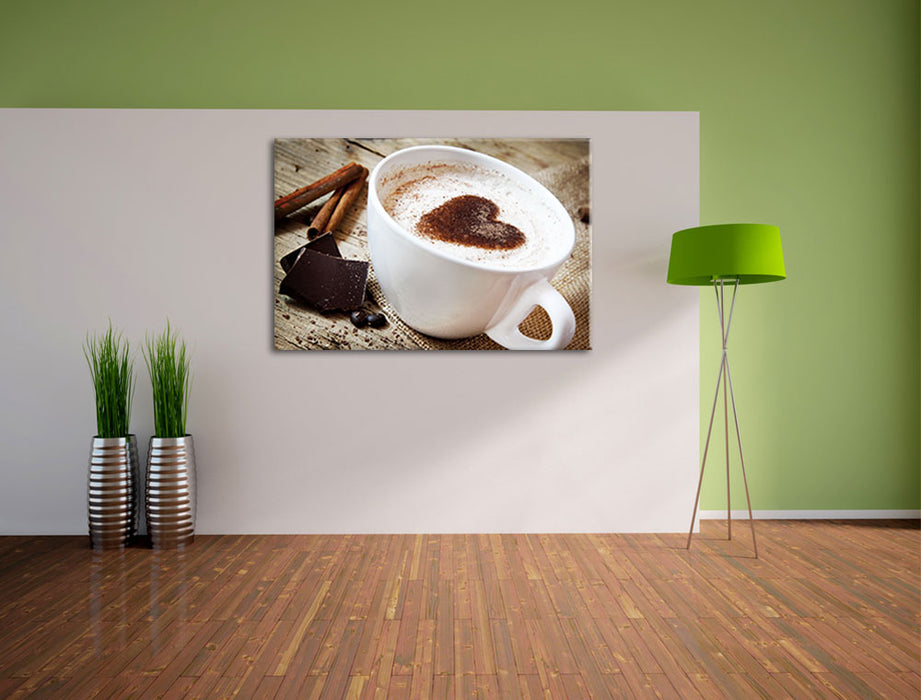 Tasse Kaffee mit Schokolade Leinwandbild im Flur