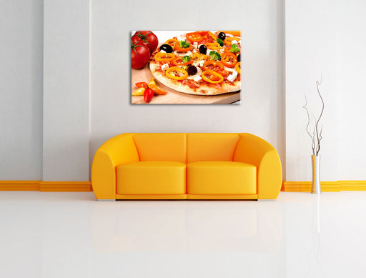 Köstliche Pizza aus Italien Leinwandbild über Sofa