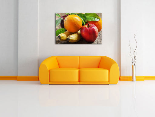 Frisches leckeres Obst Leinwandbild über Sofa