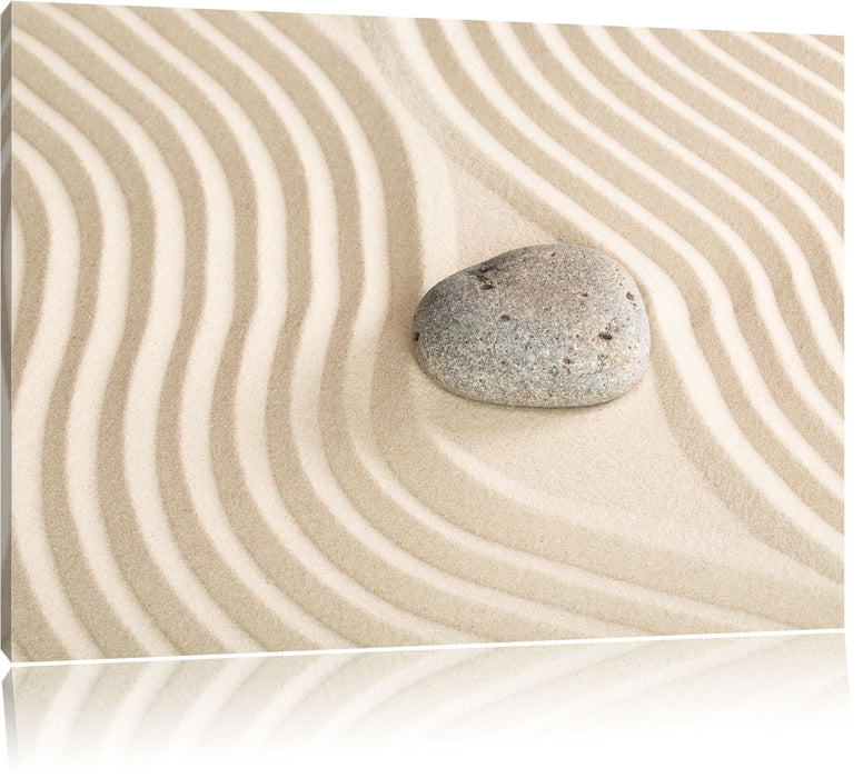 Steine in Sand mit Muster Leinwandbild