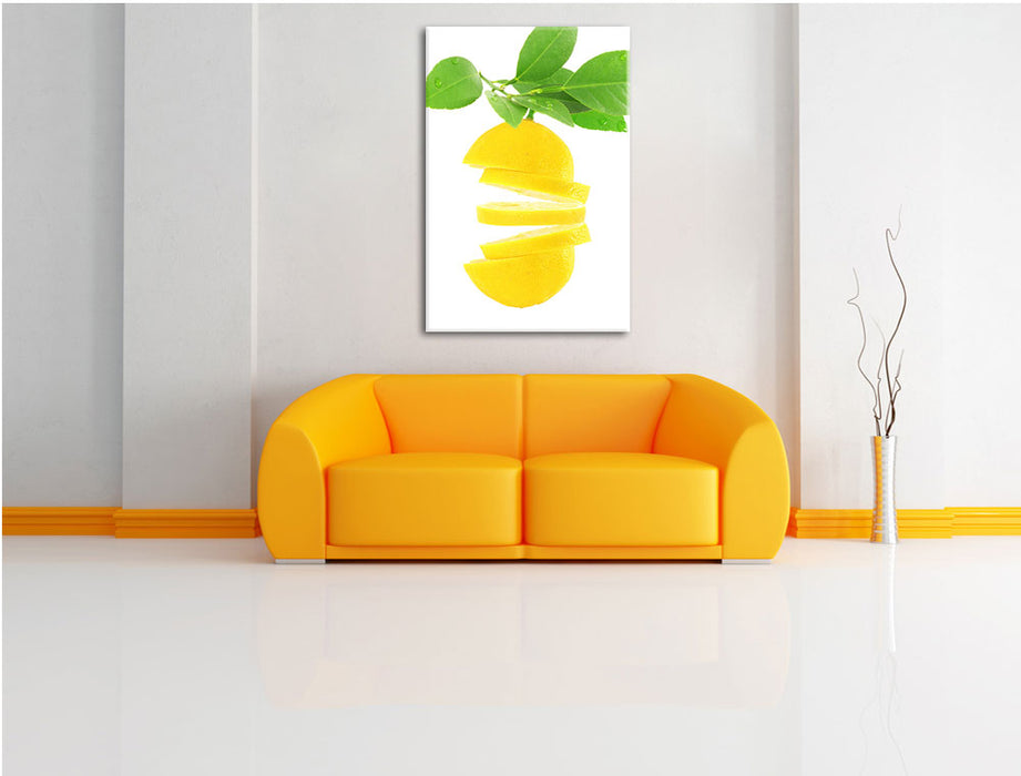 Leckere zerschnittene Zitrone Leinwandbild über Sofa