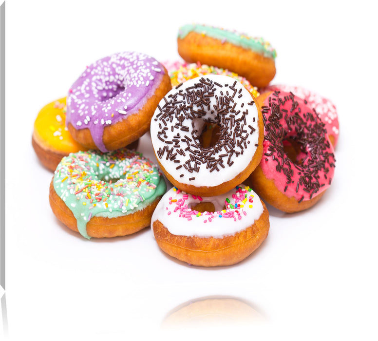 Pixxprint Leckere bunte Donuts, Leinwandbild