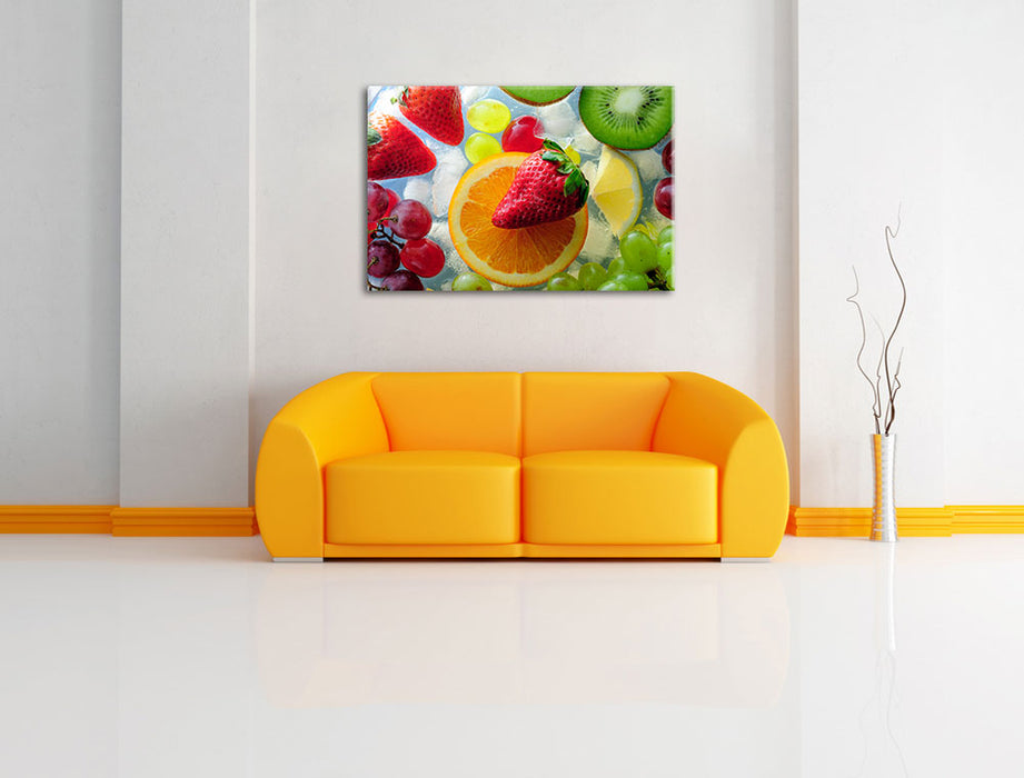 Leckeres buntes Obst Leinwandbild über Sofa
