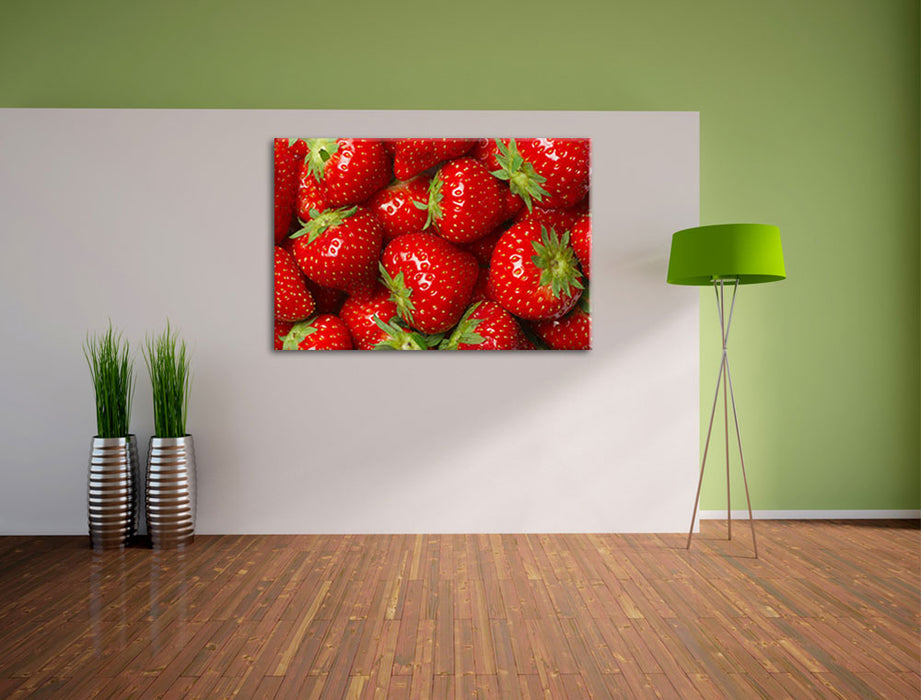 Leckere frische Erdbeeren Leinwandbild im Flur