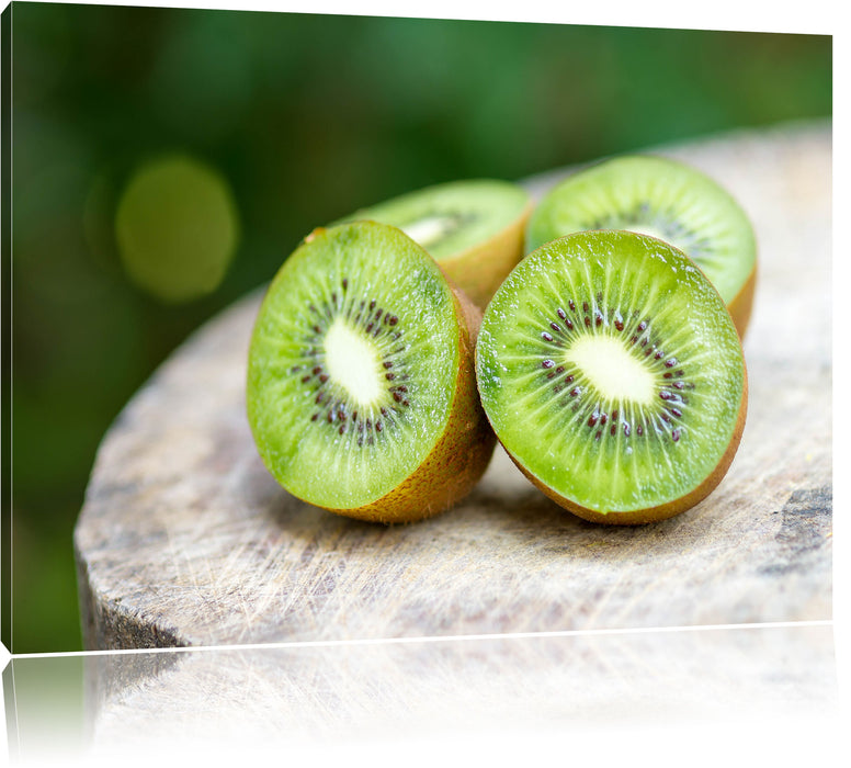 Pixxprint Leckere aufgeschnittene Kiwis, Leinwandbild