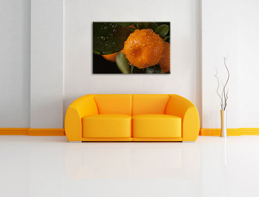 Saftige frische Orange Leinwandbild über Sofa
