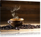 Kaffee zwischen Kaffeebohnen Leinwandbild