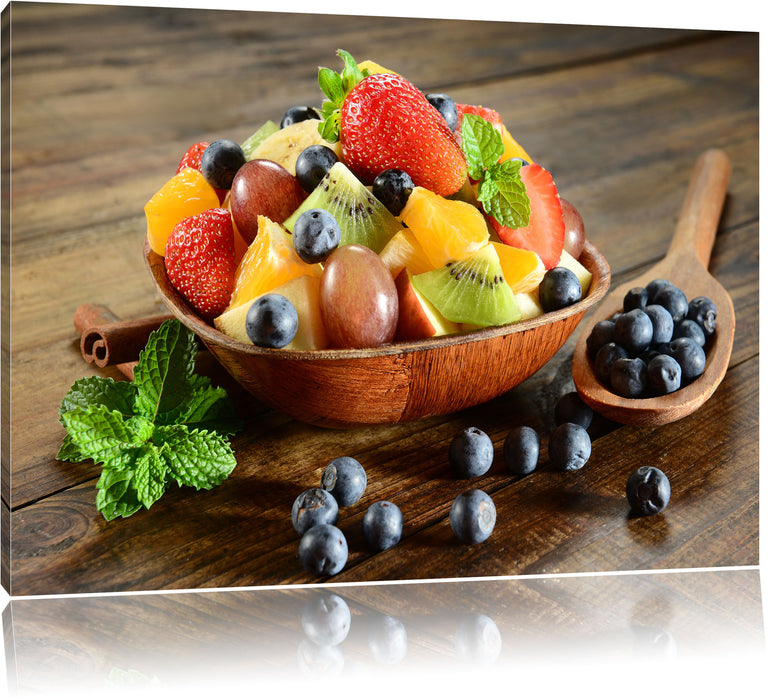 Pixxprint Schale voll mit frischem Obst, Leinwandbild