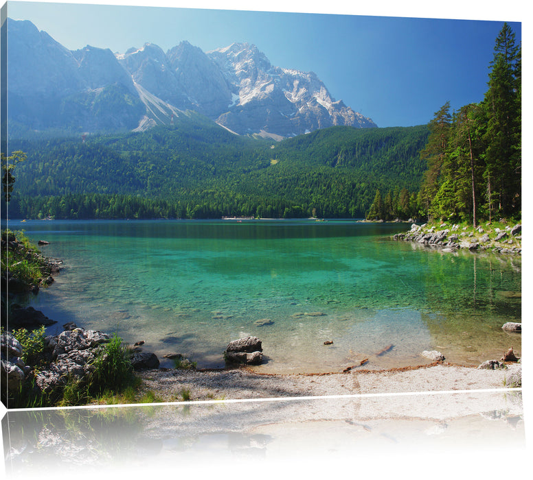Pixxprint Atemberaubender Bergsee, Leinwandbild
