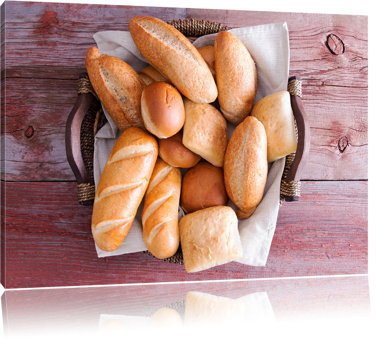 Pixxprint Frische knusprige Brötchen, Leinwandbild