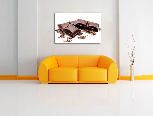 Leckere Tafel Schokolade Leinwandbild über Sofa