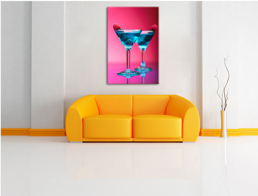 Cocktails mit Himbeeren Leinwandbild über Sofa