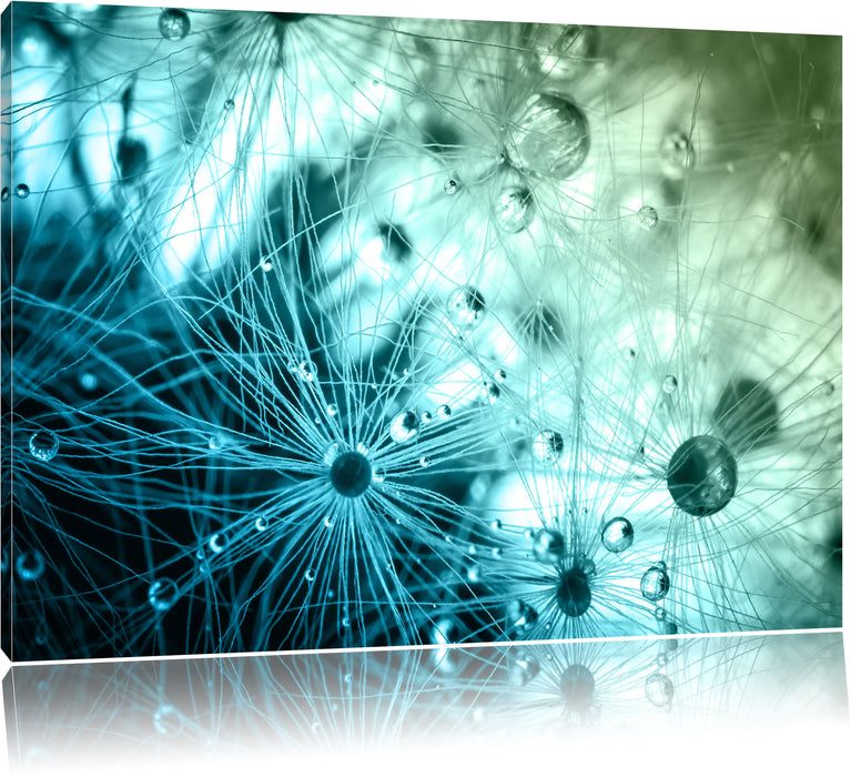 Pixxprint Wassertropfen auf Grashalmen, Leinwandbild