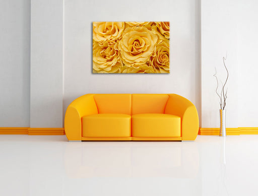 Wunderschöne gelbe Blüten Leinwandbild über Sofa