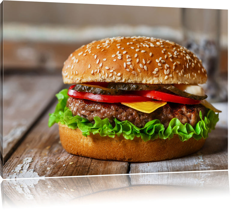 Pixxprint Burger mit Tomaten, Leinwandbild