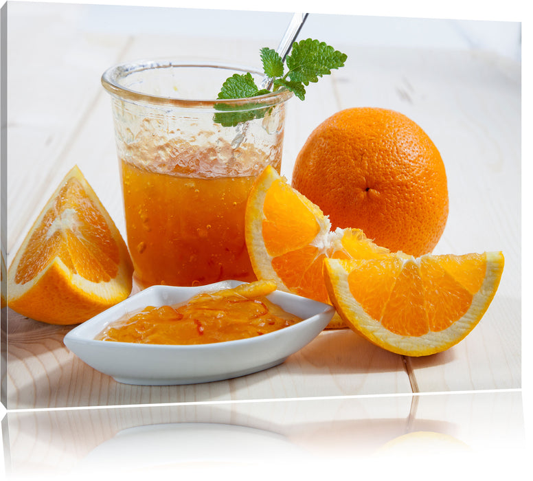 Pixxprint Frische Orangenmarmelade, Leinwandbild