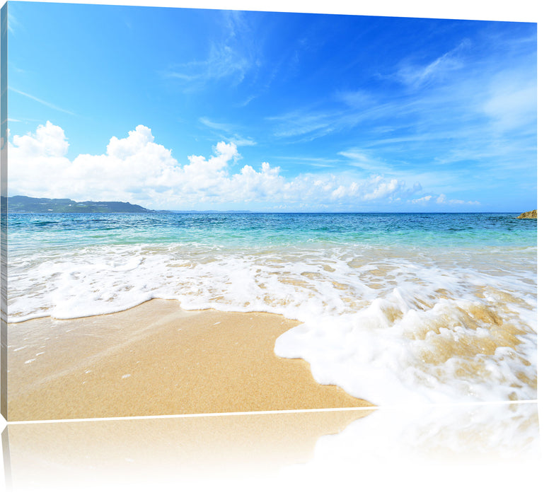 Pixxprint Strand bei Sonnenuntergang, Leinwandbild