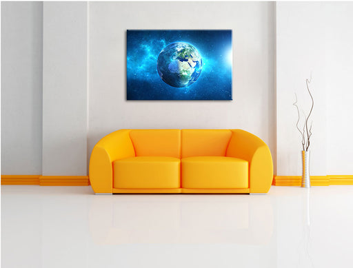 Erde im Universum Leinwandbild über Sofa