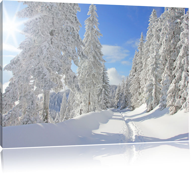 Pixxprint Winterlandschaft Bäume, Leinwandbild