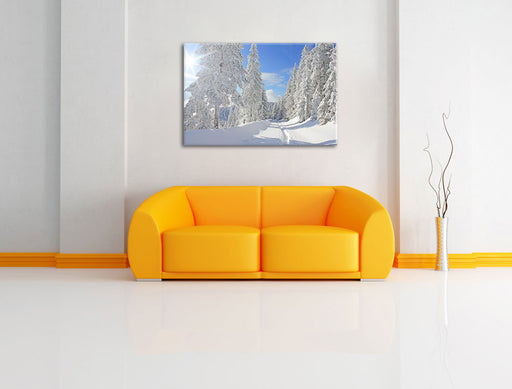 Winterlandschaft Bäume Leinwandbild über Sofa