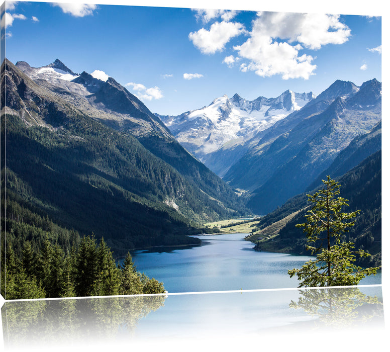 Pixxprint See an Bergen, Leinwandbild