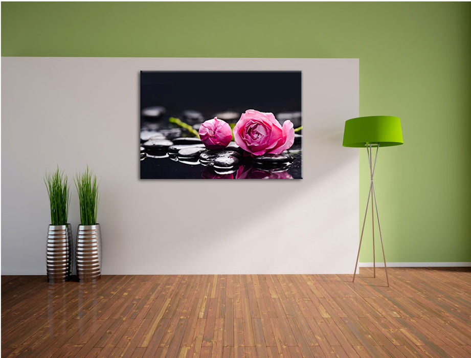 Rosa Rosenblüte Hintergrund Leinwandbild im Flur