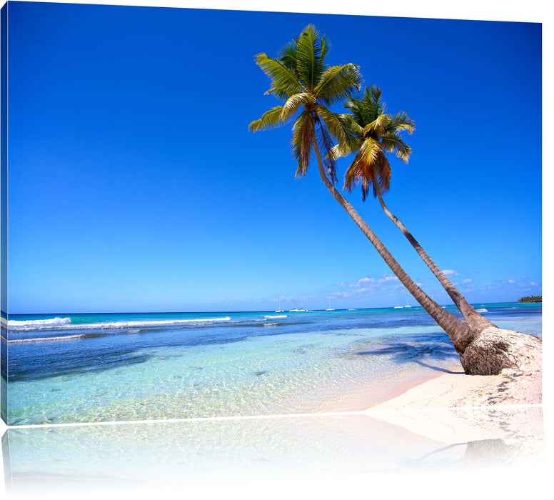 Pixxprint Palmen am Strand, Leinwandbild