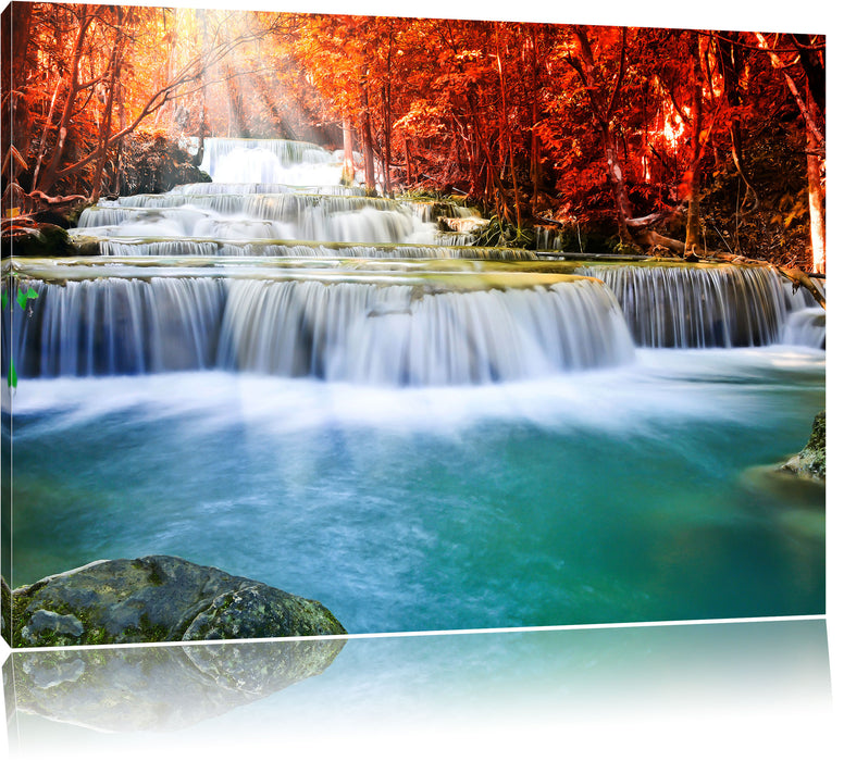 Pixxprint Bach in Herbstlandschaft, Leinwandbild