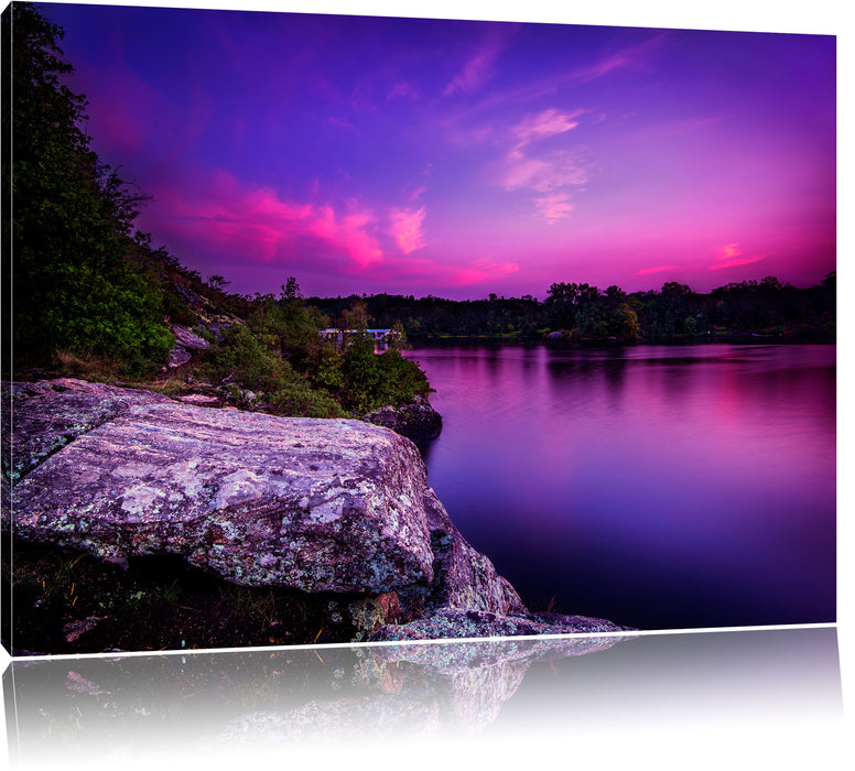 Pixxprint Lila Seelandschaft, Leinwandbild